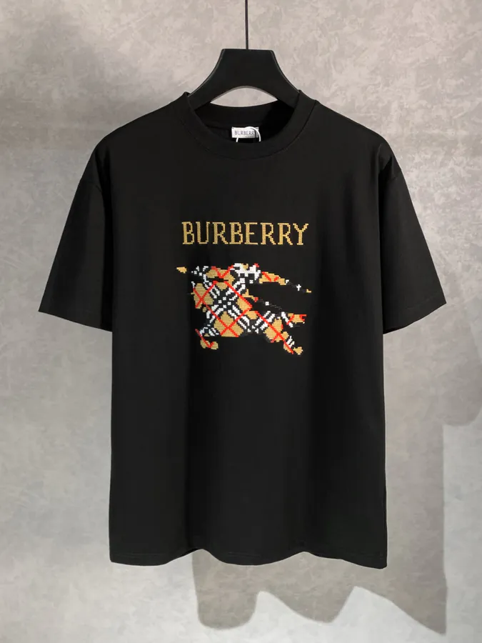 Burberry Barbour Embroidered Round Neck Short Sleeve T Shirt, Unisex