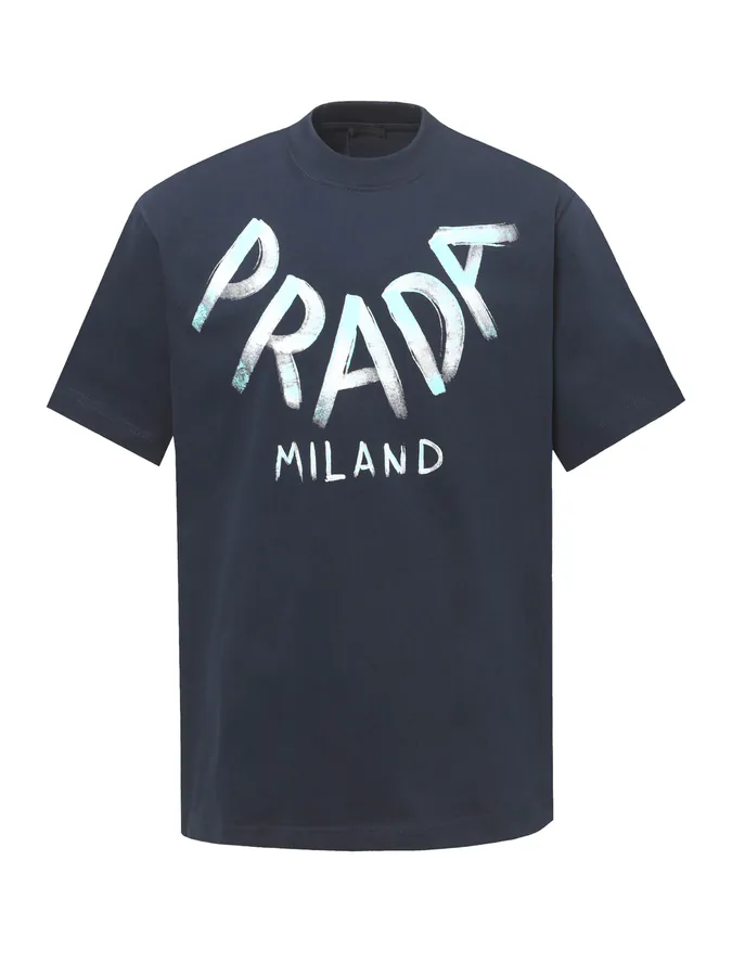 Prada Logo Print T Shirt with Loose Fit