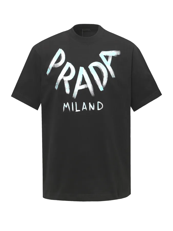 Prada Logo Print T Shirt with Loose Fit