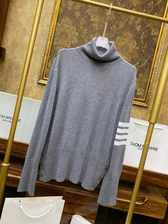 Thom Browne Original Knit Crewneck Sweater with Shell Buttons