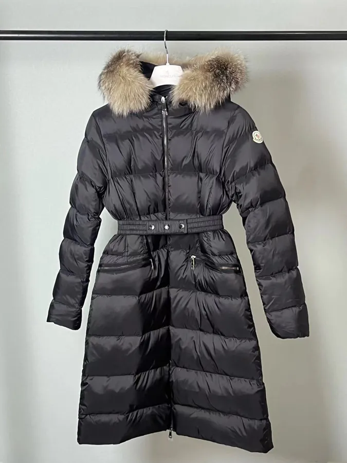 MONCLER Montant BOED Series Winter Hoodie with Belt and Faux Fur Trim