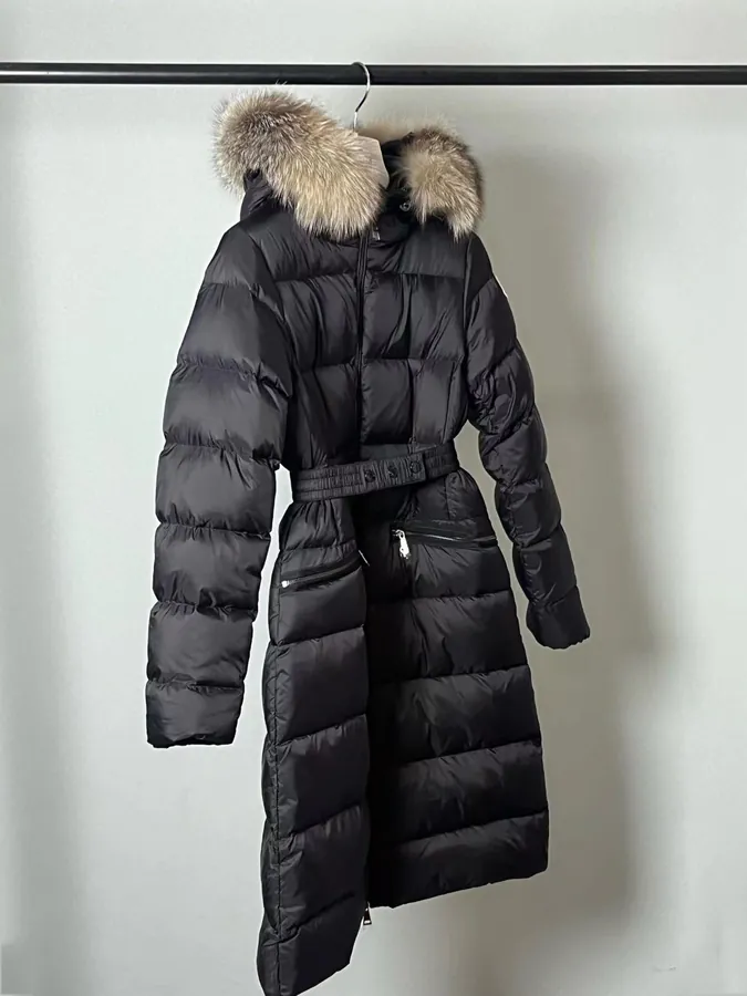 MONCLER Montant BOED Series Winter Hoodie with Belt and Faux Fur Trim