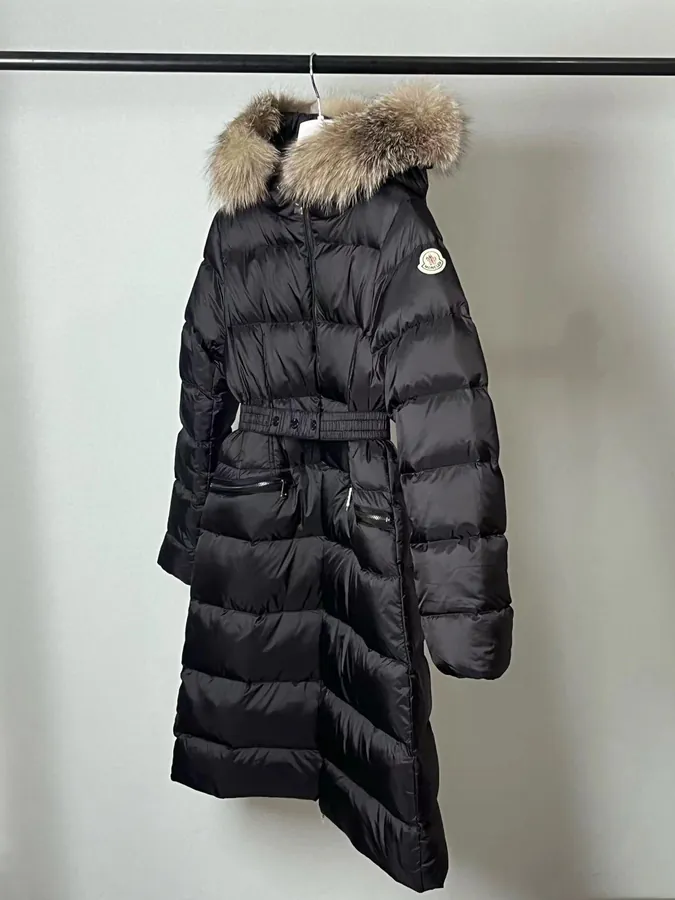 MONCLER Montant BOED Series Winter Hoodie with Belt and Faux Fur Trim