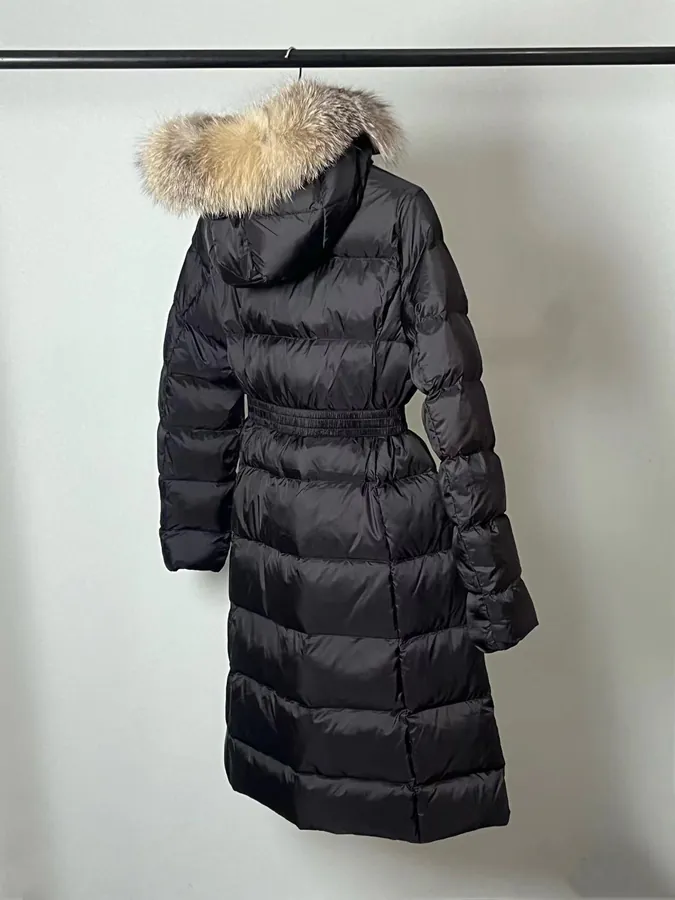 MONCLER Montant BOED Series Winter Hoodie with Belt and Faux Fur Trim