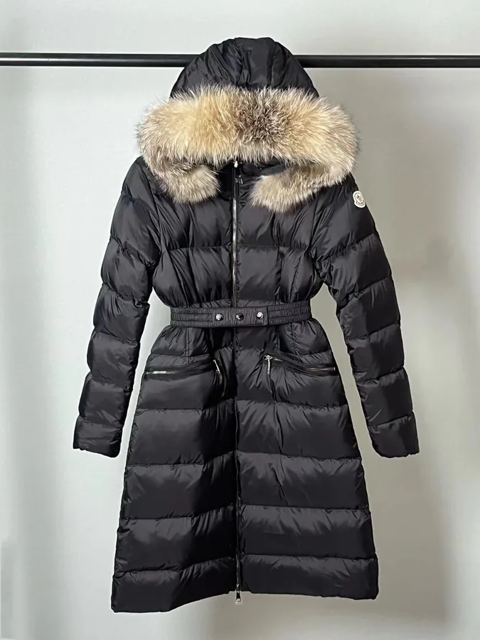 MONCLER Montant BOED Series Winter Hoodie with Belt and Faux Fur Trim