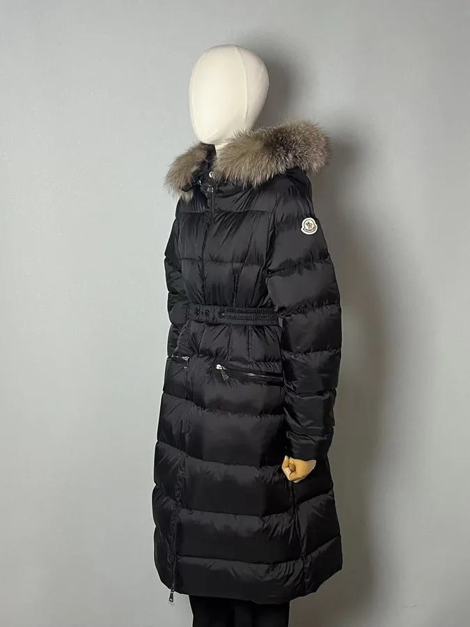 MONCLER Montant BOED Series Winter Hoodie with Belt and Faux Fur Trim