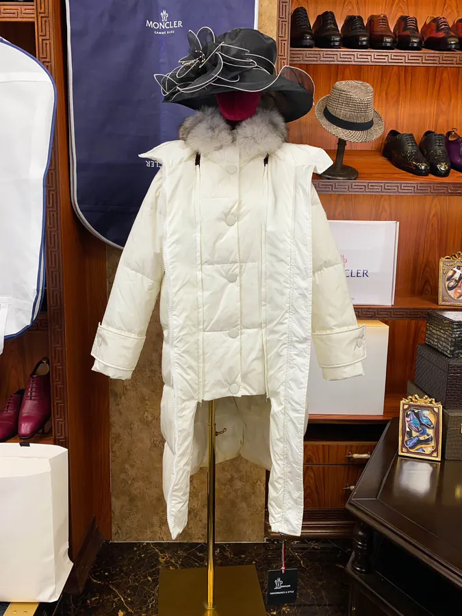 Moncler Fox Fur Trim Winter Coat for Women Long Length