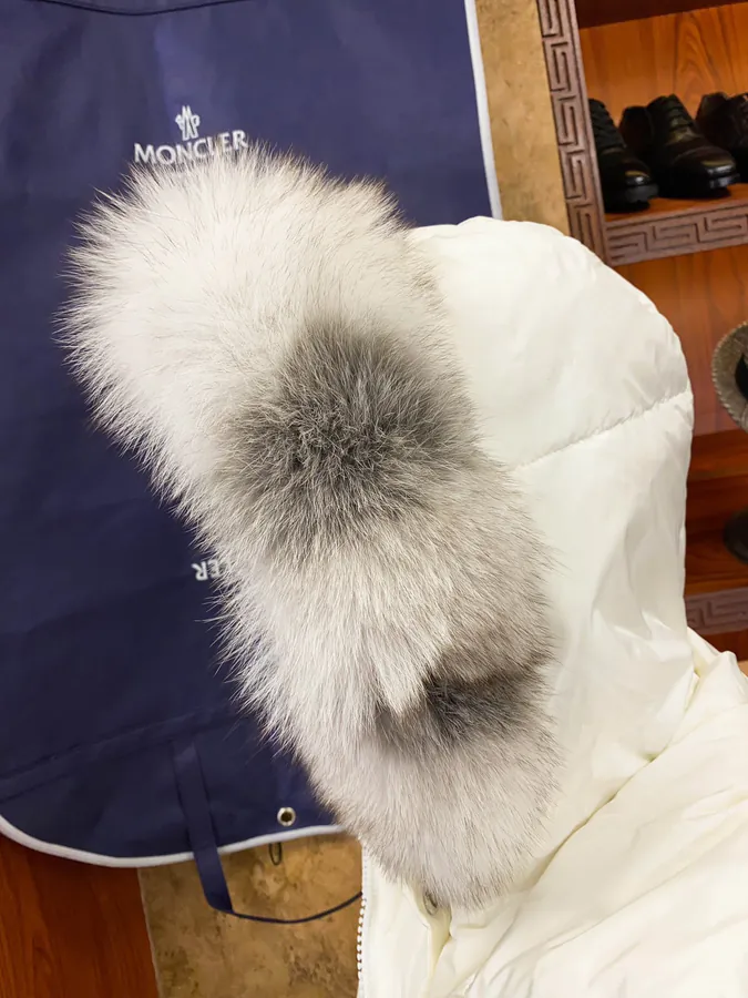 Moncler Fox Fur Trim Winter Coat for Women Long Length