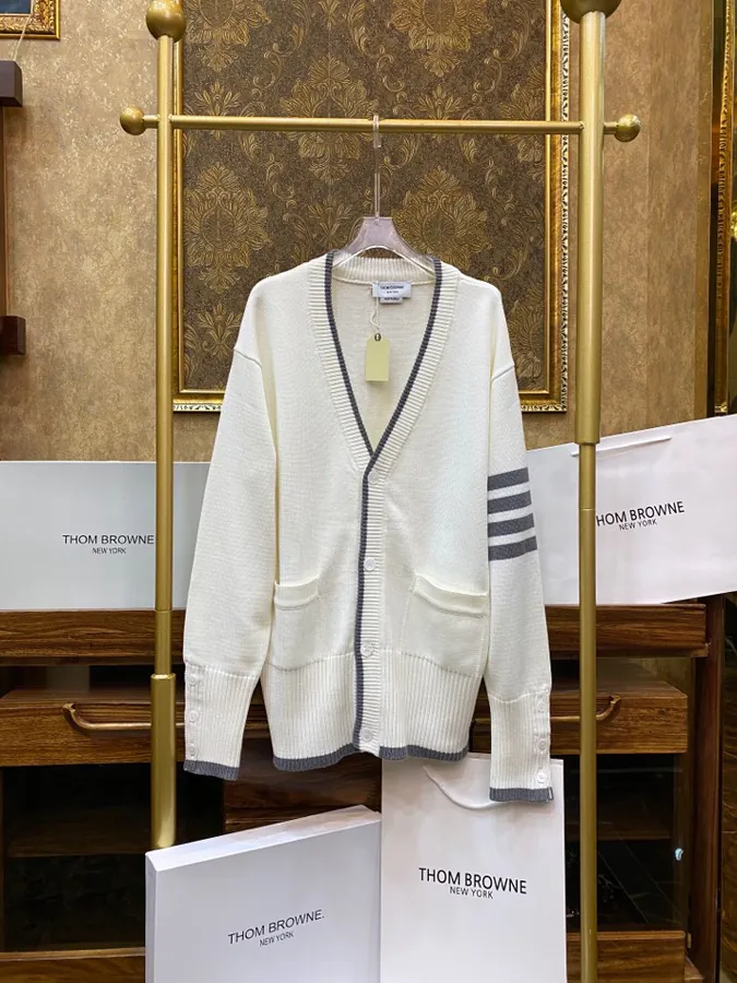 THOM BROWNE Men's and Women's Jacket Premium Fit, Signature Stripe Design