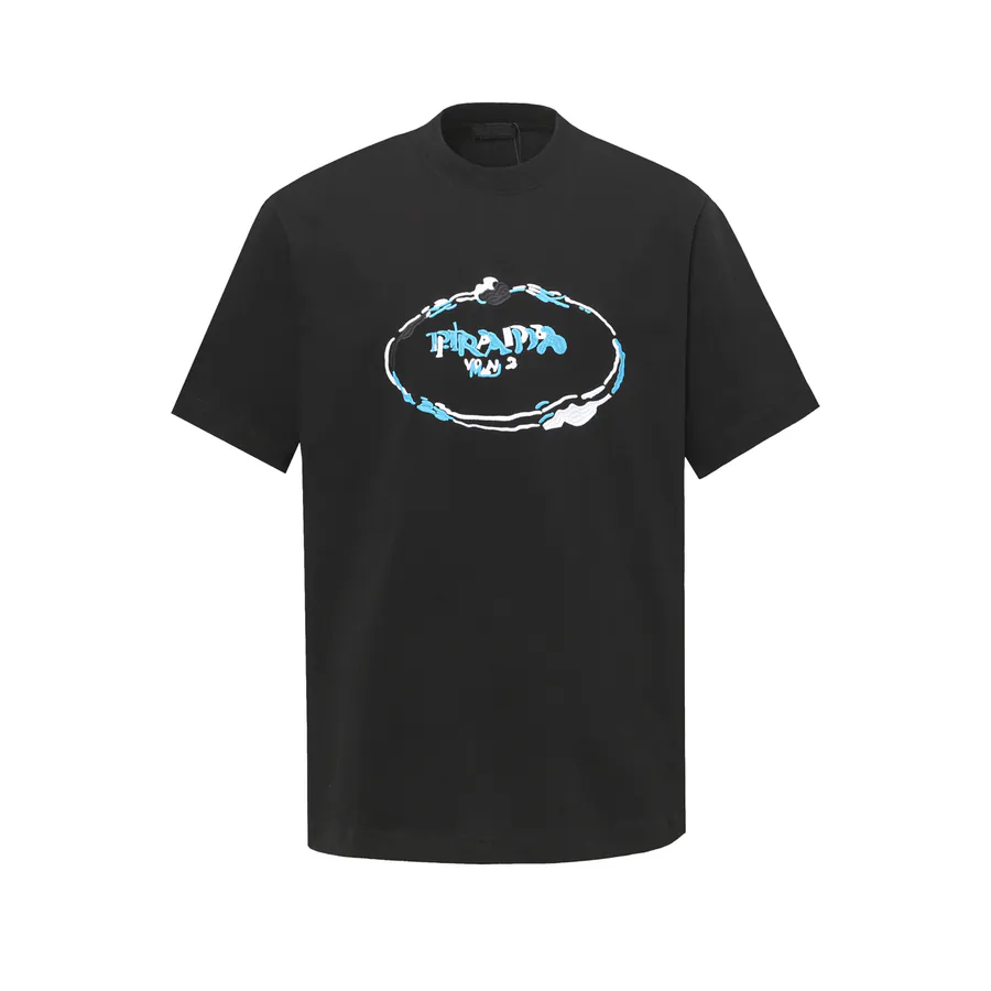 PRAD@ 25ss Colorful Letter Embroidered Round Neck T Shirt