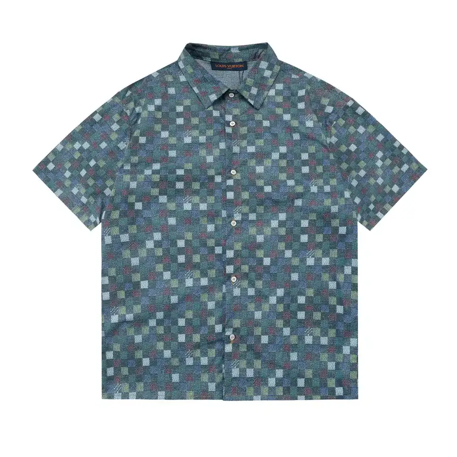 1V Mosaic Color Checkered Denim Shirt