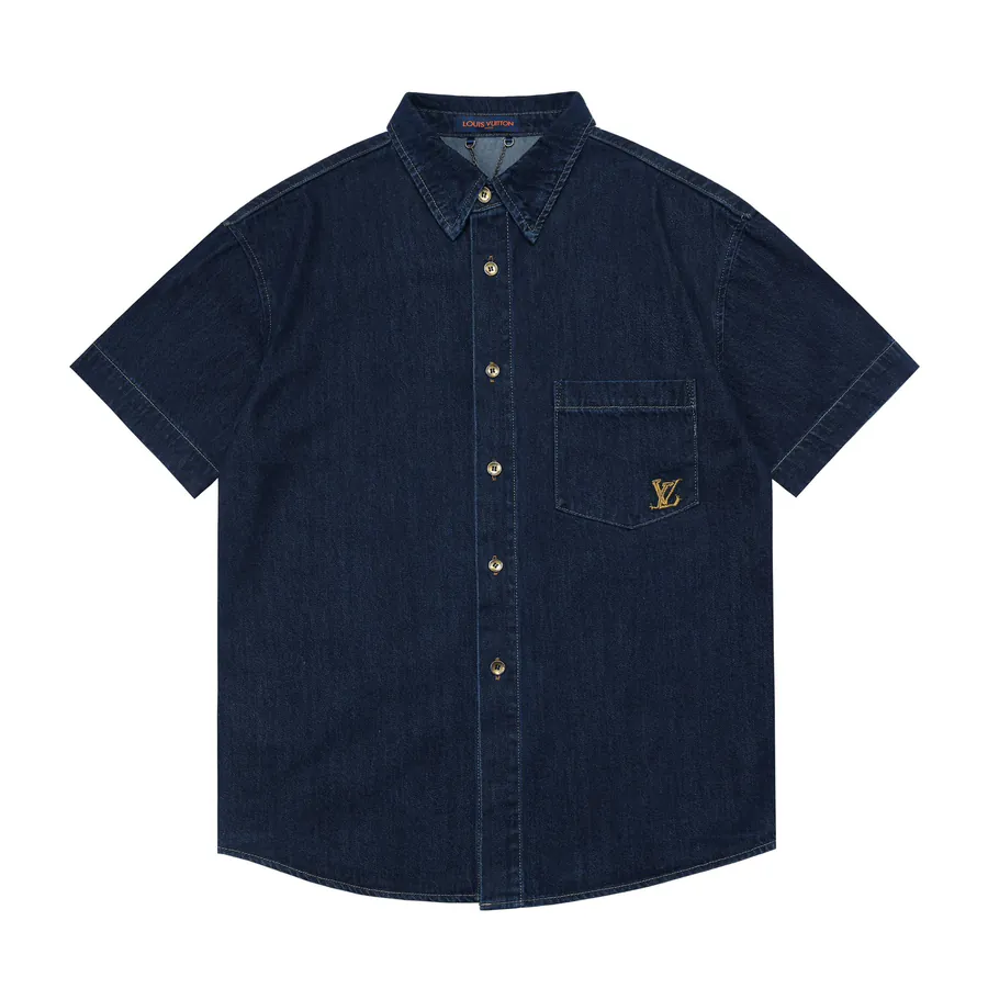 1V Logo Embroidery Denim Shirt