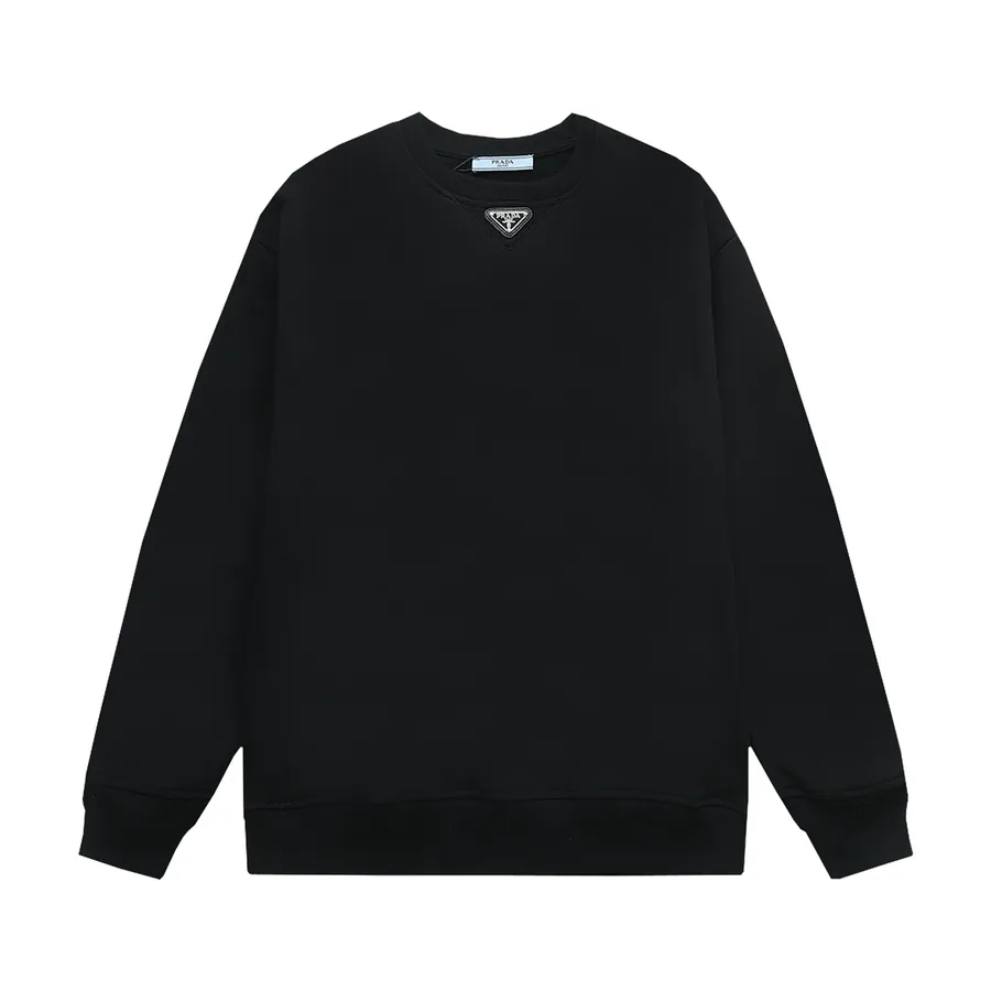 PRAD Metal Triangle Logo Classic Vintage Round Neck Sweatshirt