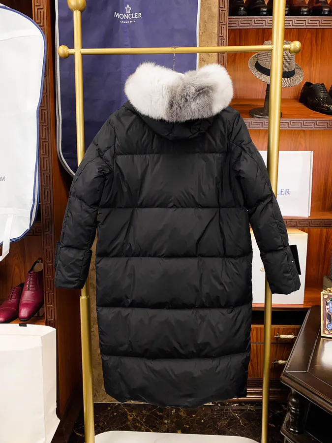 Moncler Fox Fur Trim Long Coat for Women