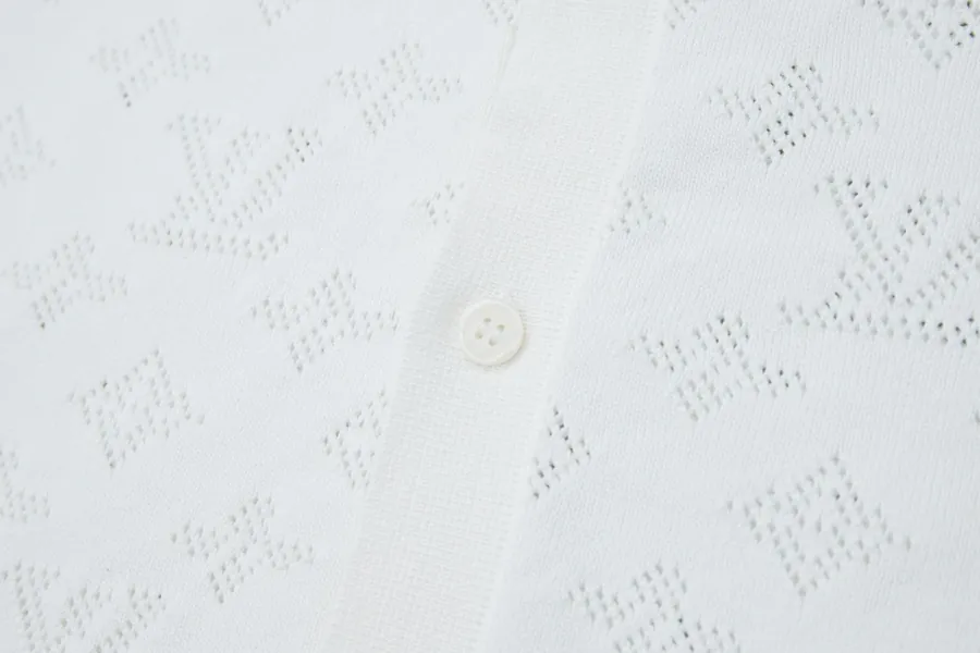 1V Lurex Knit Cardigan with Embroidered Pattern