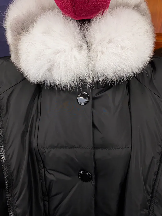 Moncler Fox Fur Trim Down Jacket for Women Long Length