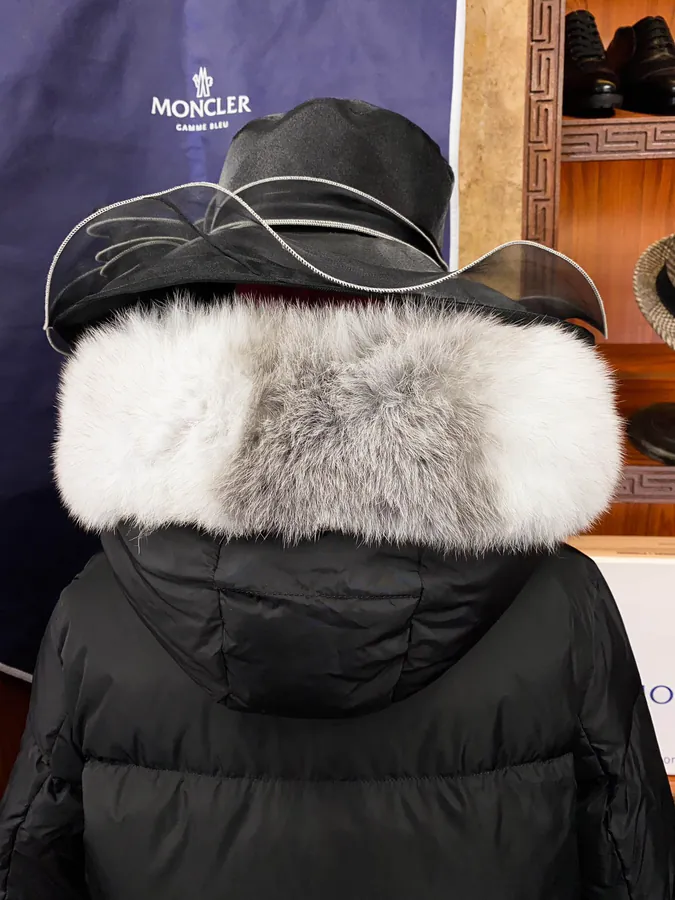 Moncler Fox Fur Trim Down Jacket for Women Long Length
