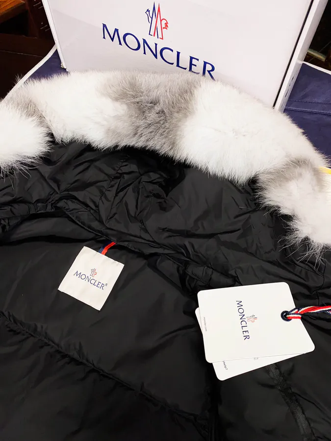Moncler Fox Fur Trim Down Jacket for Women Long Length