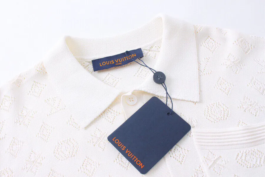 Loro Piana Spring Summer New Lattice Pattern Knit Polo Shirt