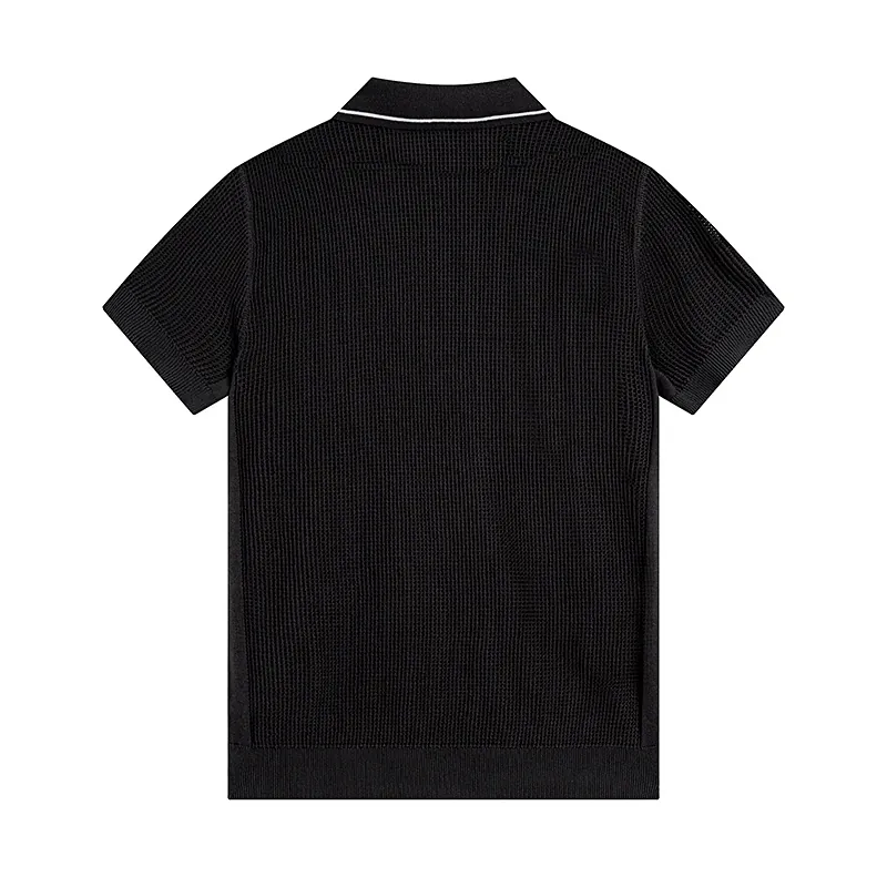 PRAD 25SS Spring Summer New Embroidered Fashion Cotton Blend Mesh镂空 Knit Shirt