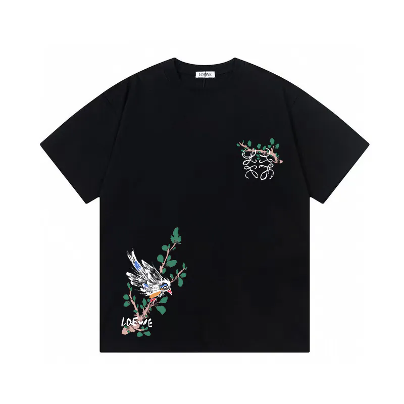 Loewe Logo Letter Print Round Neck Short Sleeve T Shirt