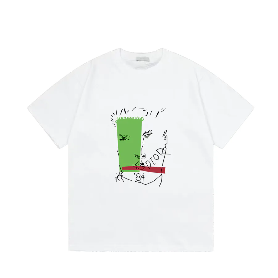 Dior Print Round Neck Short Sleeve T shirt, Unisex