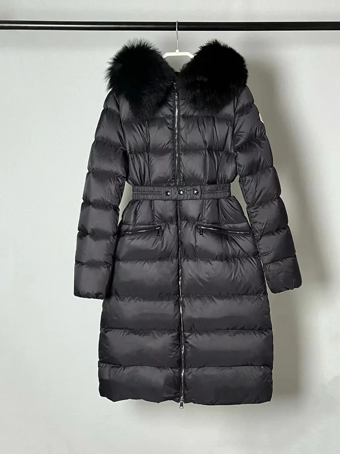 MONCLER Montant BOED Series Winter Hoodie with Belt and Faux Fur Trim