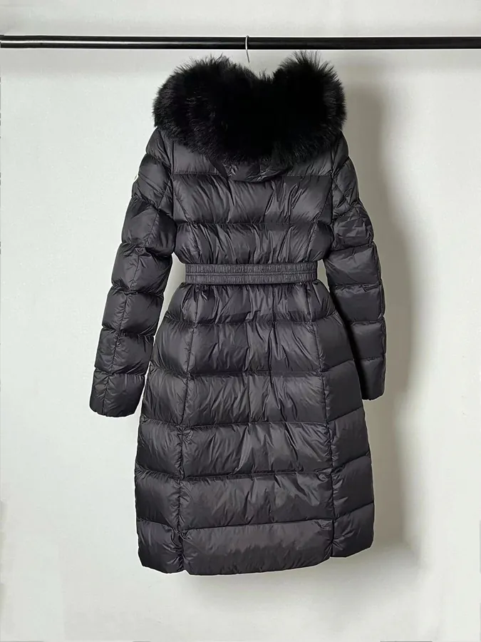 MONCLER Montant BOED Series Winter Hoodie with Belt and Faux Fur Trim