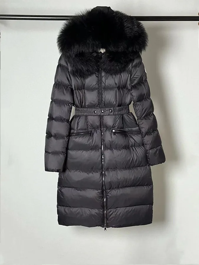 MONCLER Montant BOED Series Winter Hoodie with Belt and Faux Fur Trim