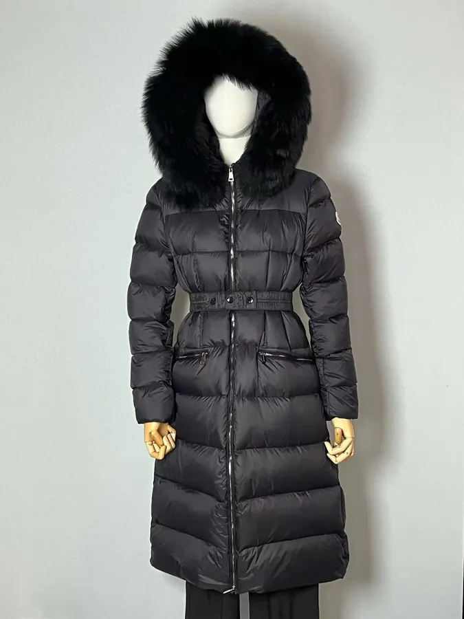 MONCLER Montant BOED Series Winter Hoodie with Belt and Faux Fur Trim