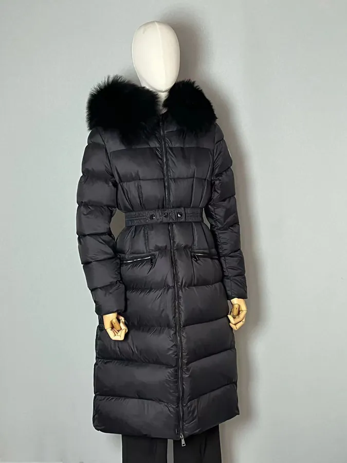 MONCLER Montant BOED Series Winter Hoodie with Belt and Faux Fur Trim