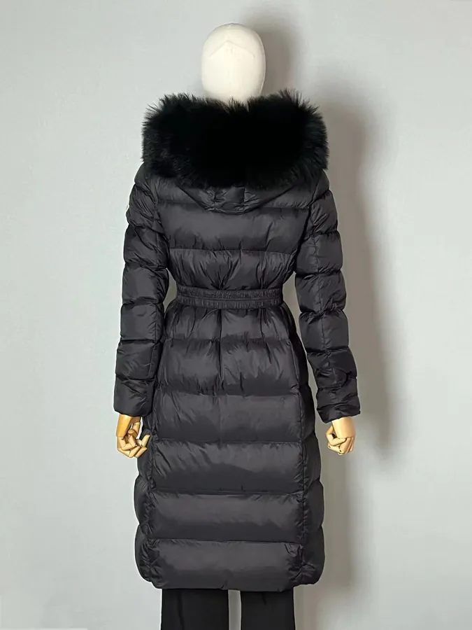 MONCLER Montant BOED Series Winter Hoodie with Belt and Faux Fur Trim