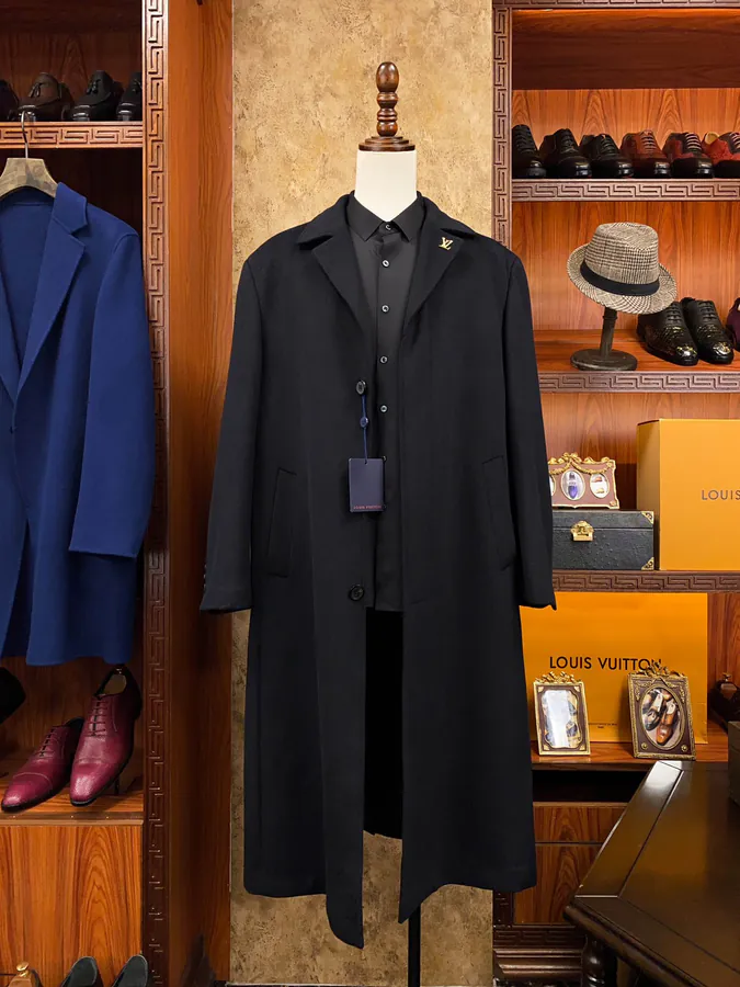 1V Men's Long Coat Premium Wool Blend