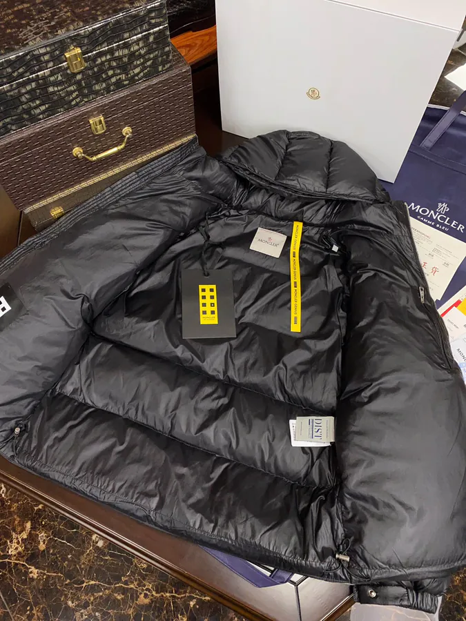 Moncler Men's and Women's Jacket Grey and Black Classic Design