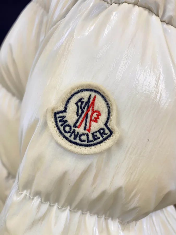 Moncler Ladies Short Winter Down Jacket with Pearl Shine White