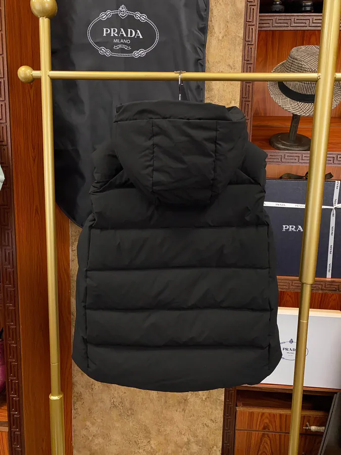 Premium Down Vest from PRAD 2023 Autumn Winter New Tri Logo Hooded Vest