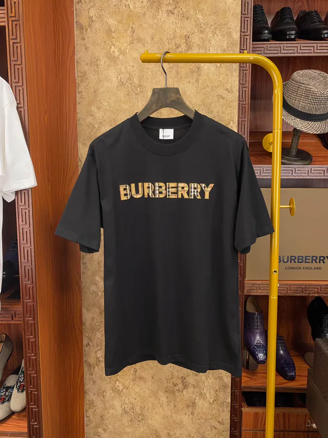 Burberr 2024 Vintage Plaid Patchwork Short Sleeve