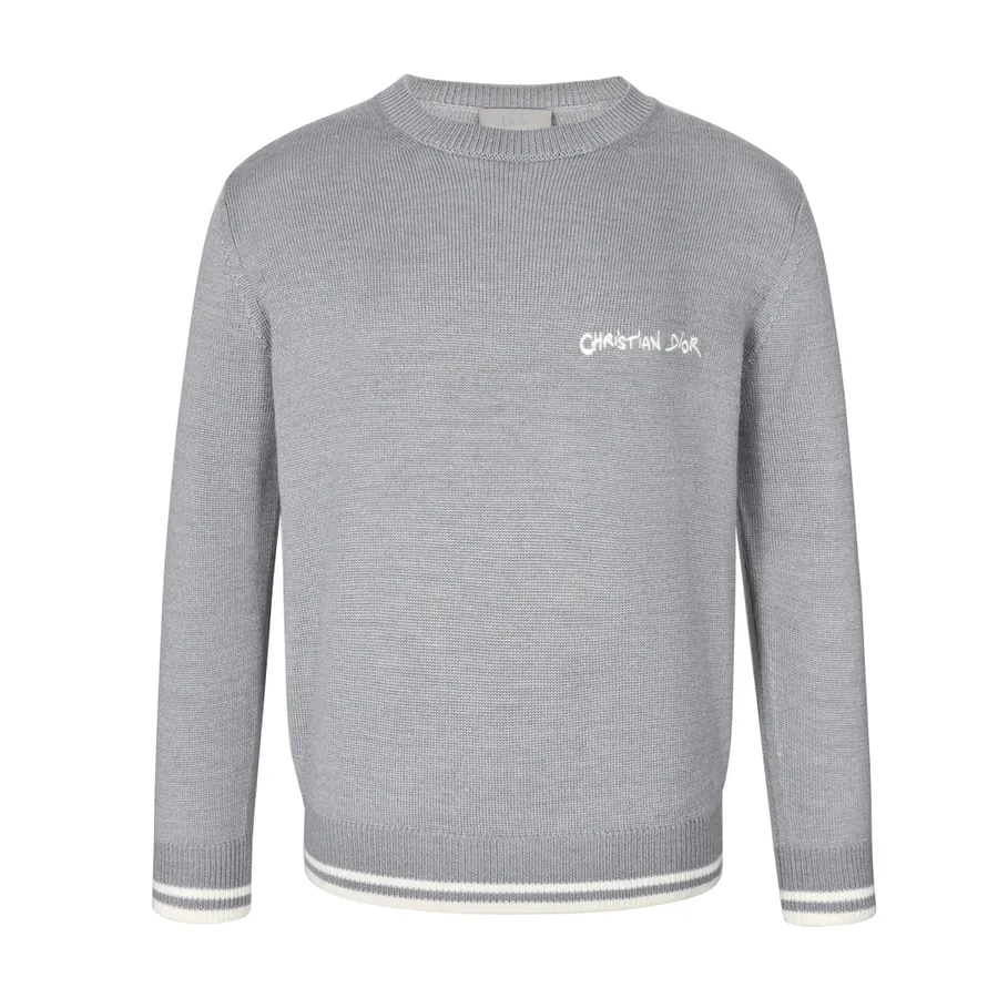 CD 24FW Letter Embroidery Round Neck Sweater for Men and Women