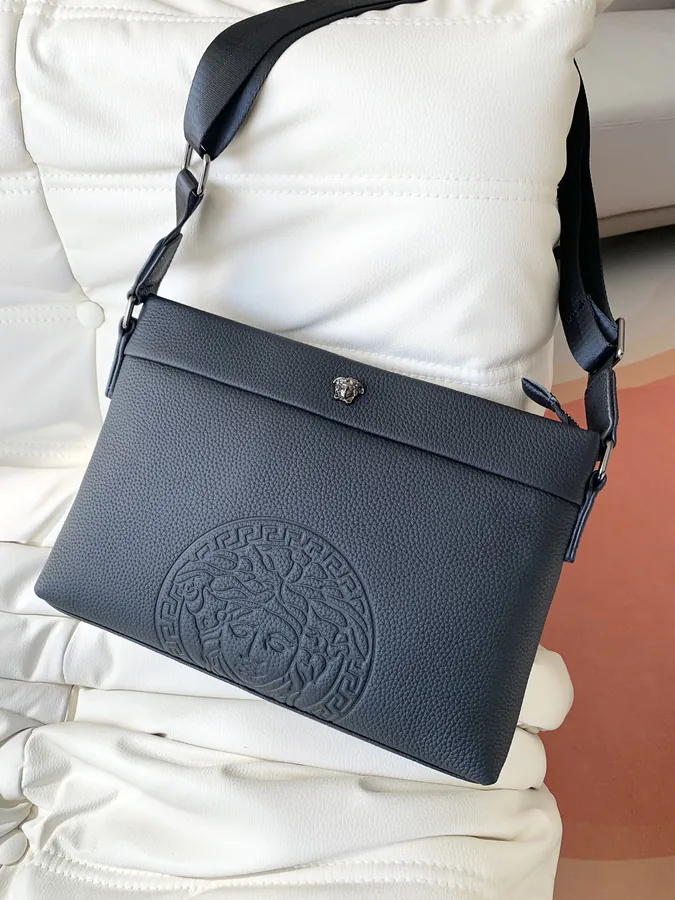 Versace Men's New Fashion Crossbody Bag with Classic Logo and Waterproof Fabric