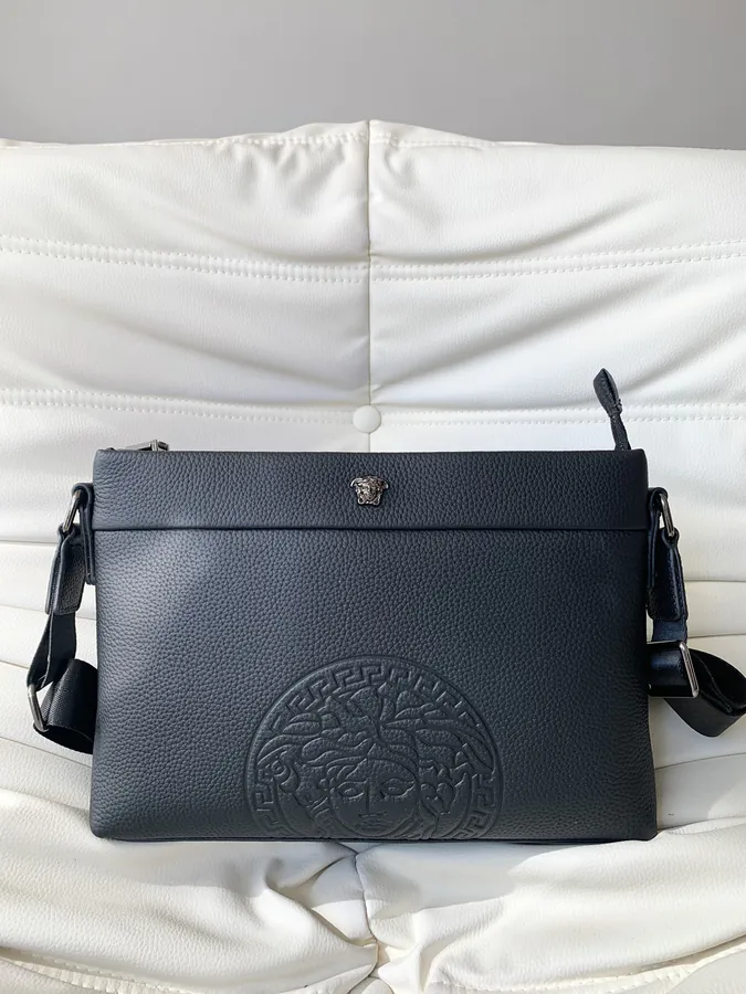 Versace Men's New Fashion Crossbody Bag with Classic Logo and Waterproof Fabric