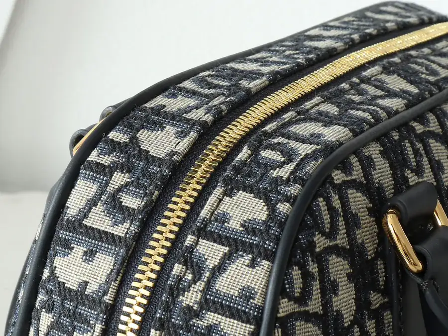 D Vibe Bowling Bag Large Blue D Fabric with Leather