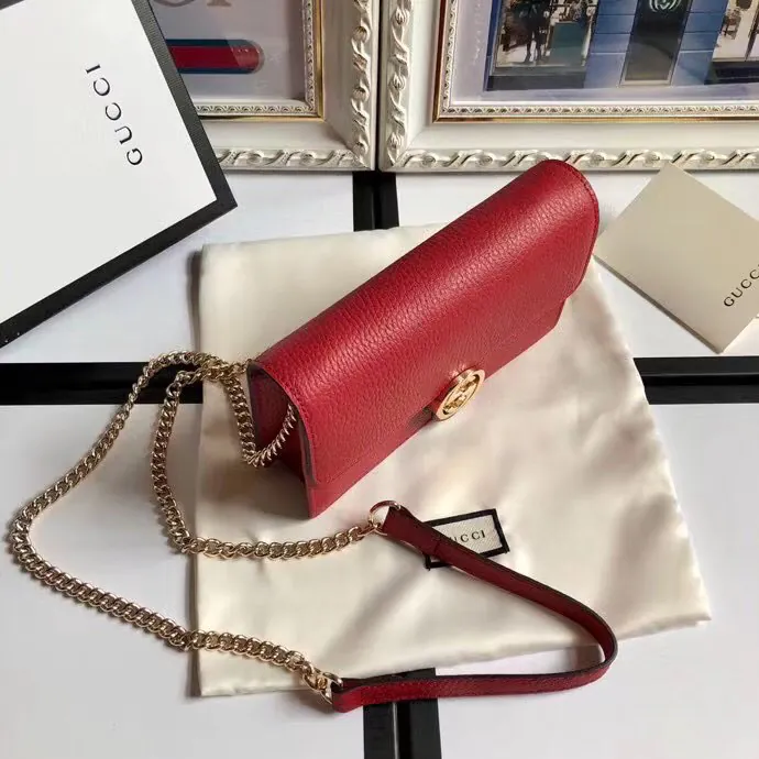 G Family Bestseller Grained Calfskin Double G Chain Bag