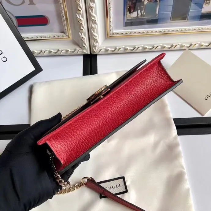 G Family Bestseller Grained Calfskin Double G Chain Bag