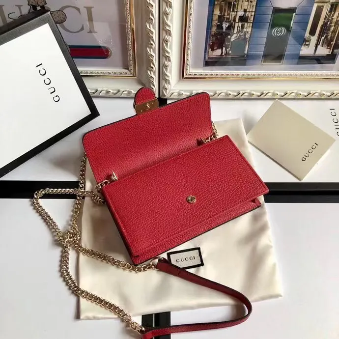 G Family Bestseller Grained Calfskin Double G Chain Bag