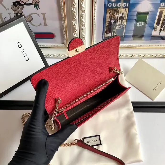 G Family Bestseller Grained Calfskin Double G Chain Bag