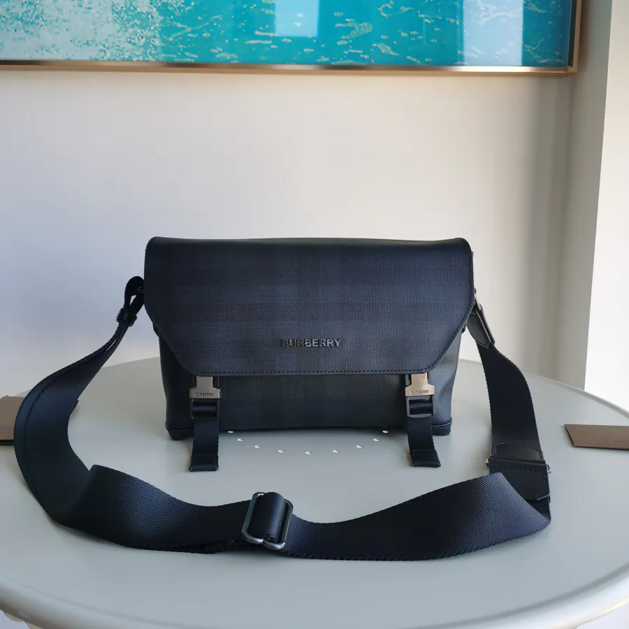 Burberry Messenger Bag with Premium Leather Trim
