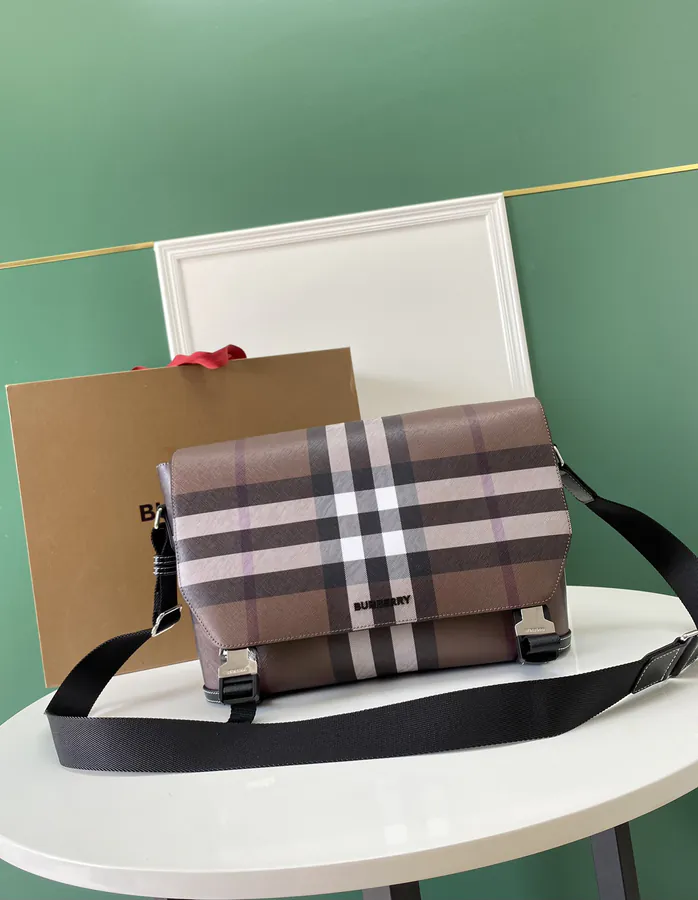 B Brand New Messenger Bag with Premium Leather and Large Pattern Design