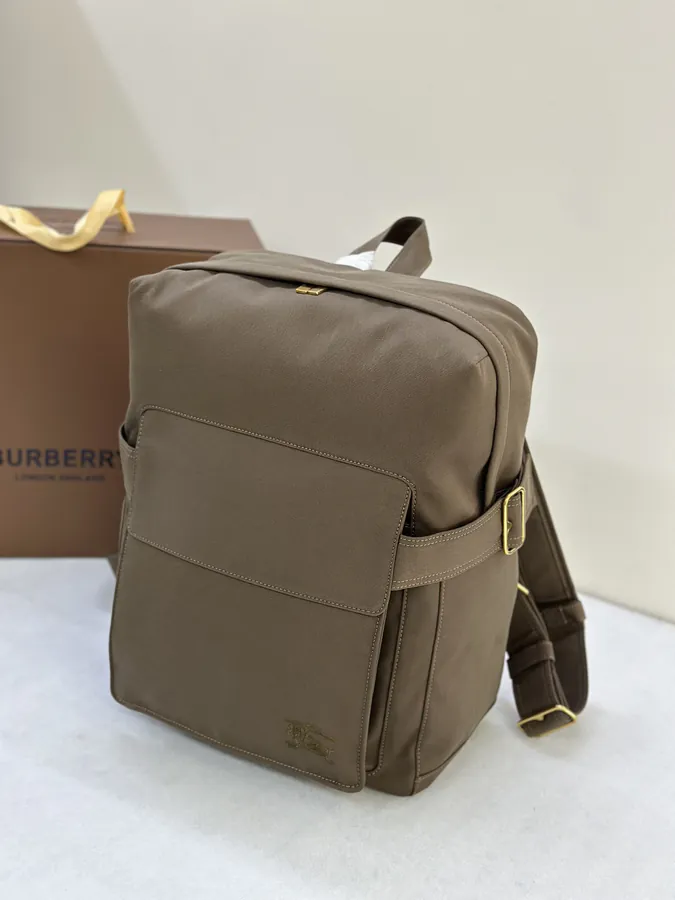 Burberry Trench Inspired Bucket Bag with EKD Embroidery and Metal B Clasp