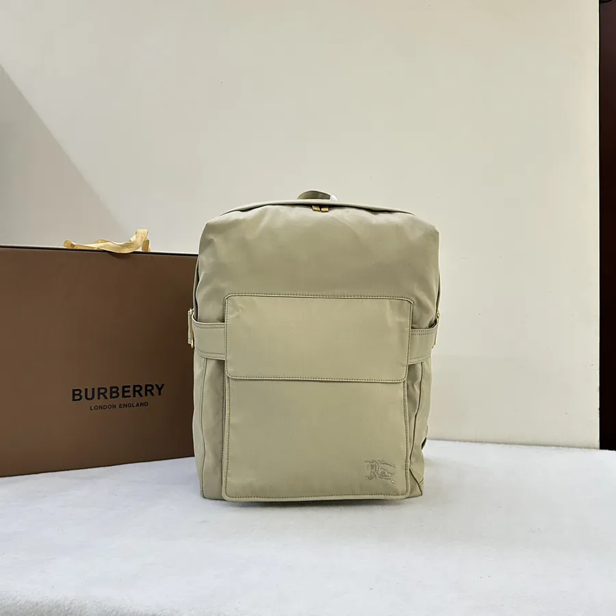 Burberry Trench Inspired Bucket Bag with EKD Embroidery and Metal B Clasp