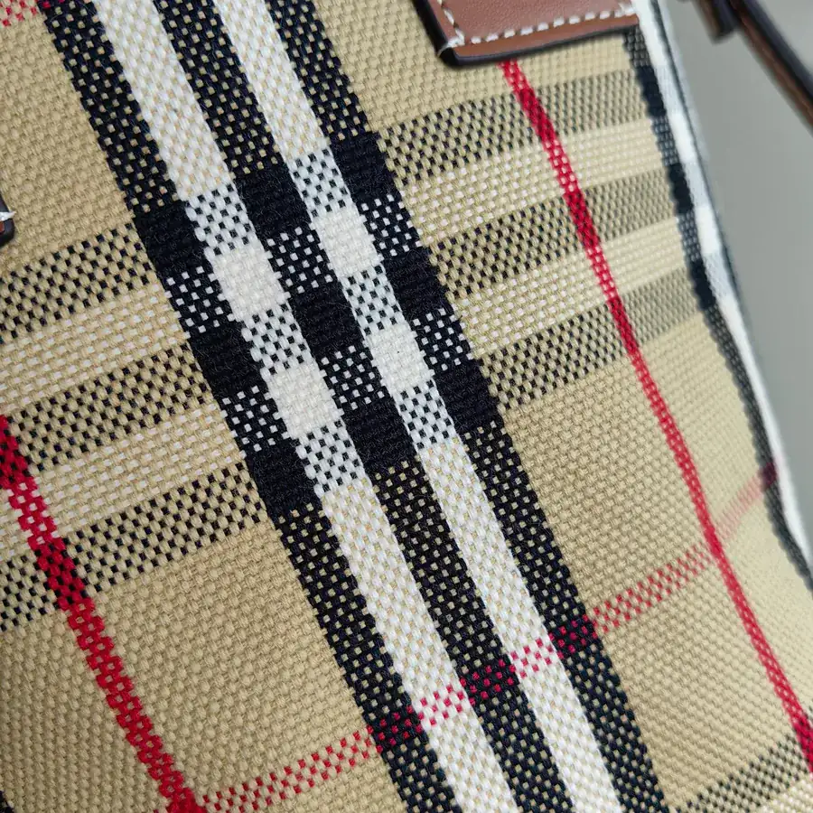 Burberry Bucket Bag with Cotton Canvas and Tartan Pattern